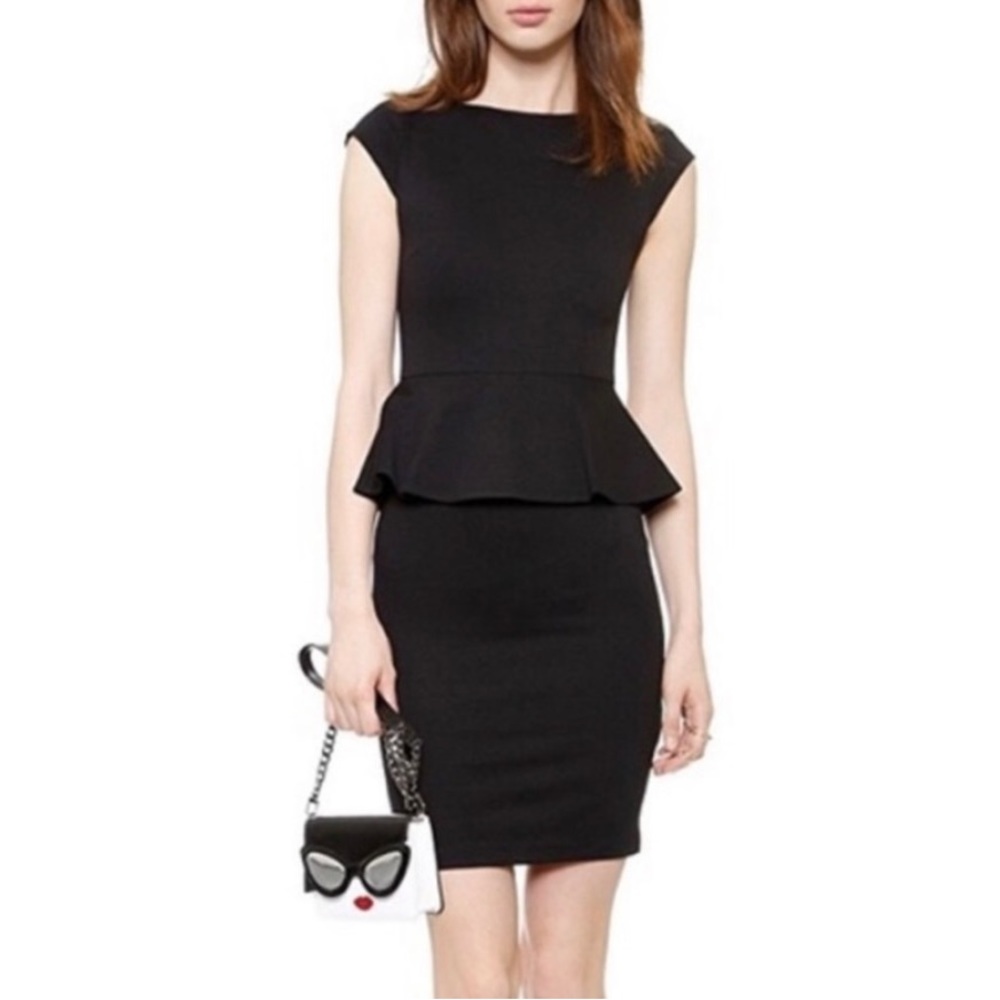 Black Peplum Sheath Dress - Women